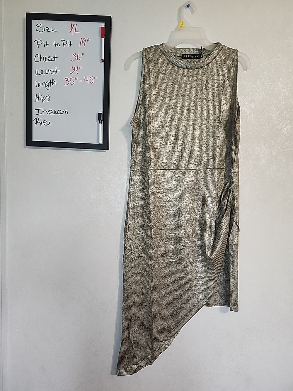 Allegra K Sheer Top Asymmetrical Dress XL
